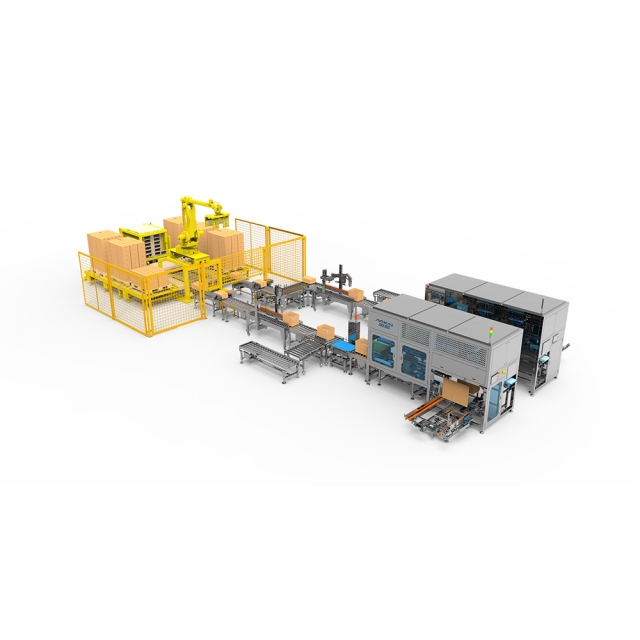 Dual channel packing and palletizing line